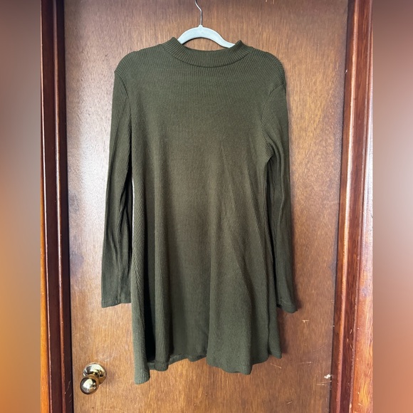 Olive Ribbed Knit Dress - Picture 1 of 2